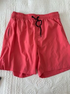 Men's Coral Swim Shorts with Drawstring